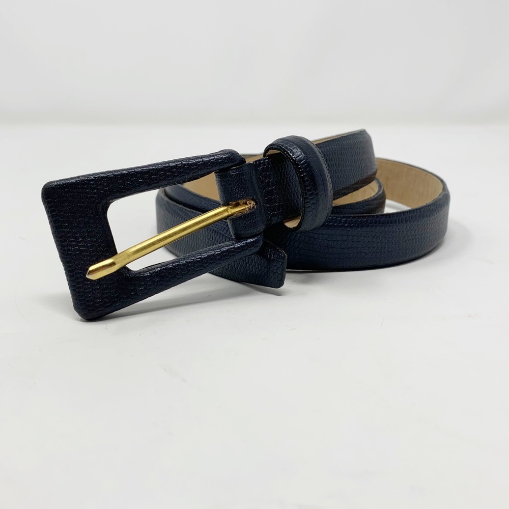 Vintage Navy Blue 100% Leather Belt by Renfrew M - Picture 5 of 5